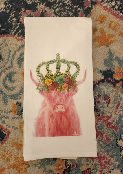 Pink Fluffy Cow Tea Towel