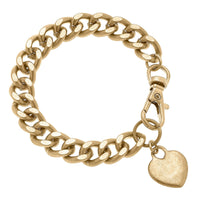 Margot Heart Chunky Chain Bracelet in Worn Gold