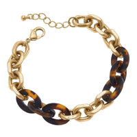 Britton Resin & Chunky Chain Link Bracelet in Tourtoise