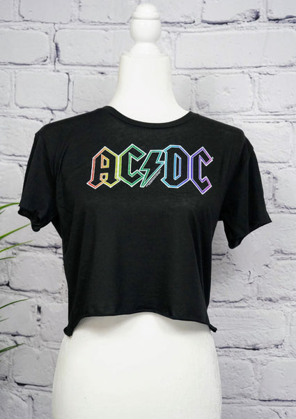 AC/DC Rainbow Logo Crop Top